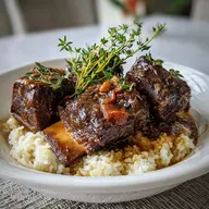 Beef Short Ribs Slow-Cooked in Red Wine