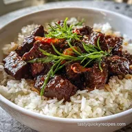 Beef Tips and Rice with Mushroom Gravy in 1 Hour