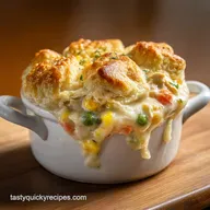 Chicken Pot Pie Casserole with Biscuits in 50 Minutes
