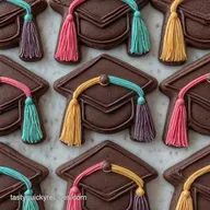 Chocolate Graduation Cap Cookies for 12