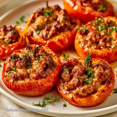 Baked Stuffed Tomatoes with Ground Beef