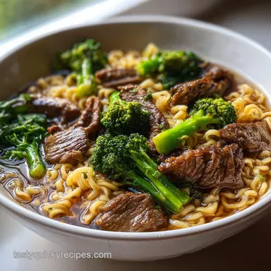 Beef Broccoli Ramen with Velvety Beef in 20 Minutes Recipe Card