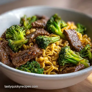 Beef Broccoli Ramen with Velvety Beef in 20 Minutes