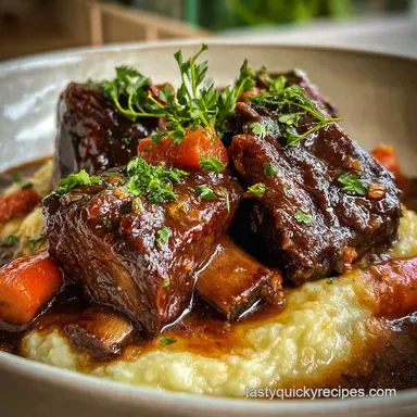 Beef Short Ribs Slow-Cooked in Red Wine Recipe Card
