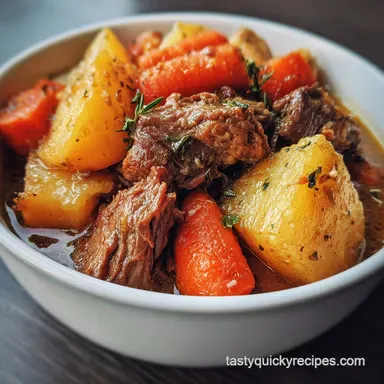Beef Stew with Carrots and Potatoes: Slow Cooker Meal Recipe Card