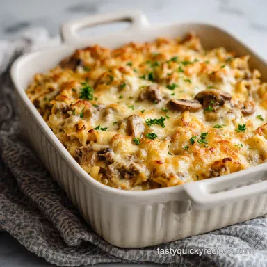 Beef Stroganoff Casserole for 8 Servings Recipe Card