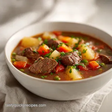 Beef Vegetable Soup with Stew Meat: 2h 40m Recipe Card
