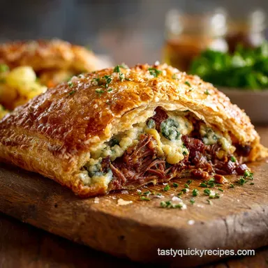 Brisket Leftover Recipes: Flaky Stilton Pasty Comfort Grub Recipe Card