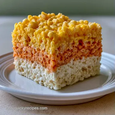 Candy Corn Krispie Treats in 23 Minutes Recipe Card