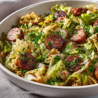 cabbage and sausage recipe in 20 Minutes: Caramelized Recipe Card