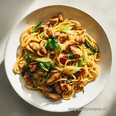 Cashew Chicken Noodles for 4 Servings with Tender Chicken Recipe Card