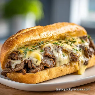 Cheesy Philly Steak for 4 Servings Recipe Card