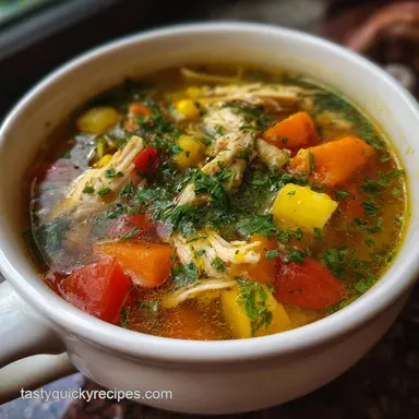 Chicken Vegetable Soup with Potatoes: 1 Hour Recipe Card