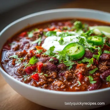 Chili Recipe - Velvety & Flavorful Recipe Card