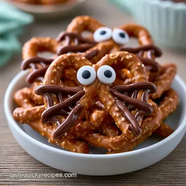 Spider Web Pretzels for 24 Servings Recipe Card