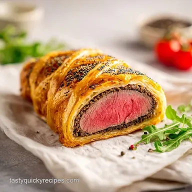 Beef Wellington for 8 Servings with Golden Pastry Recipe Card