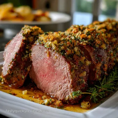 Beef Tenderloin: Perfect Garlic Herb Oven Roast Recipe Recipe Card
