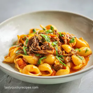Creamy Beef and Shells Recipe in 30 Minutes Recipe Card