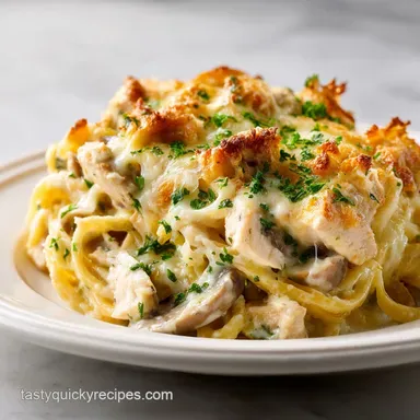 Chicken Tetrazzini Casserole for 8 Servings Recipe Card