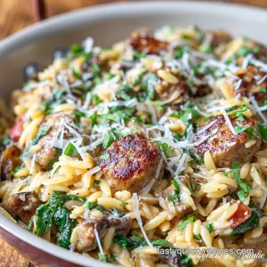 Orzo with Sausage: One-Pan Creamy Sausage Orzotto Recipe Recipe Card