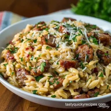 Orzo with Sausage: One-Pan Creamy Sausage Orzotto Recipe