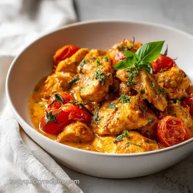 Creamy Tuscan Chicken in 25 Minutes for 4 Servings Recipe Card