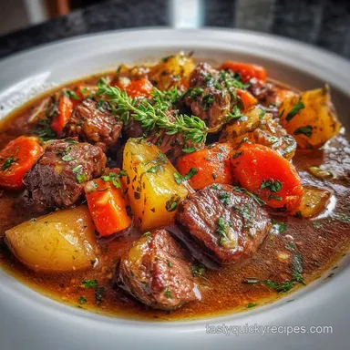 Crockpot Beef Recipe with Garlic and Herbs: Slow-Cooked Tender Recipe Card