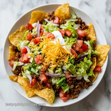 Taco Salad Recipe with Ground Beef for 4 Servings Recipe Card