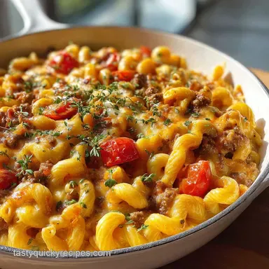 Easy Cheeseburger Pasta Recipe in 20 Minutes Recipe Card