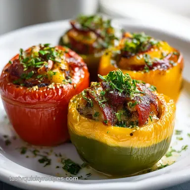 Stuffed Peppers Recipe with Rice for 6 Servings Recipe Card