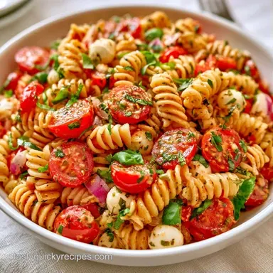 Easy Tomato Pasta Salad in 20 Minutes Recipe Card