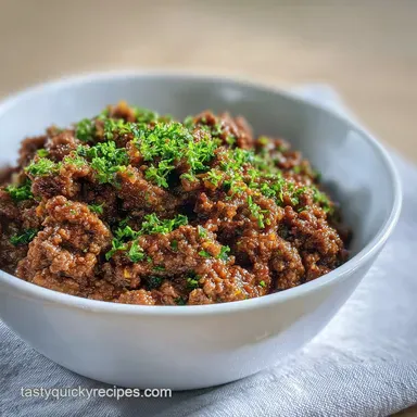 Ground Beef Recipe with Garlic and Herbs: Steakhouse Quality Skillet Meal Recipe Card
