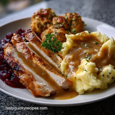 Heartwarming Thanksgiving Plate Food Recipe to Savor with Roasted Turkey Recipe Card