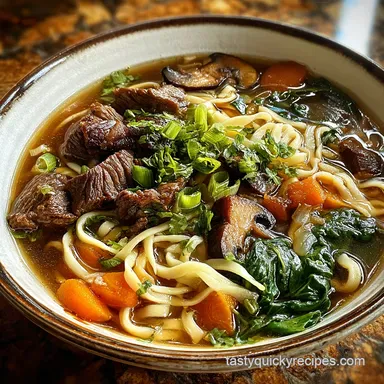 Beef Noodle Soup for 4 Servings, Tender Recipe Card