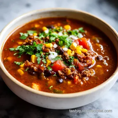 Taco Soup Recipe: Hearty Meal in 30 Minutes Recipe Card
