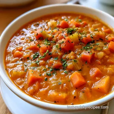 Tomato Lentil Soup for 6 Servings Recipe Card