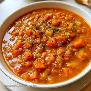 Tomato Lentil Soup for 6 Servings