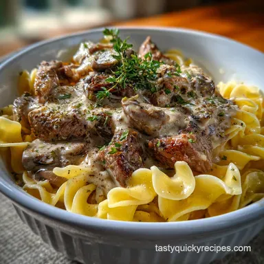 Leftover Prime Rib Recipes: 30-Minute Stroganoff Recipe Card
