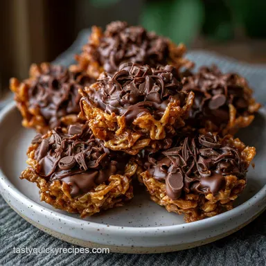 Haystacks: Easy No Bake Peanut Butter Chocolate Cookies Recipe Card