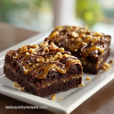 Snickers Brownies for 16 Servings: Rich Velvety Chocolate Recipe Card