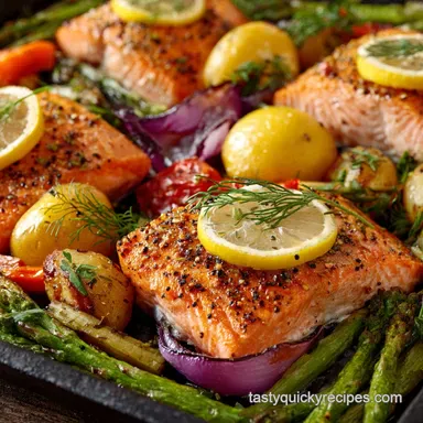PCOS Friendly Recipes: Easy Sheet Pan Salmon Dinner Recipe Card