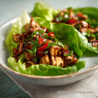 Chicken Lettuce Wraps in 20 Minutes Recipe Card