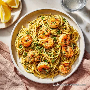 Shrimp Pasta Recipe in 20 Minutes: Italian Recipe Card