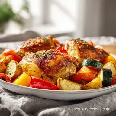 Roasted Chicken and Vegetables for 4 Servings Recipe Card