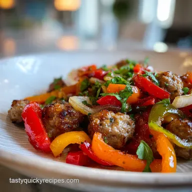 Ground Sausage Recipe with Peppers in 25 Minutes Recipe Card