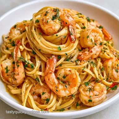 Shrimp Scampi Linguine in 20 Minutes Recipe Card