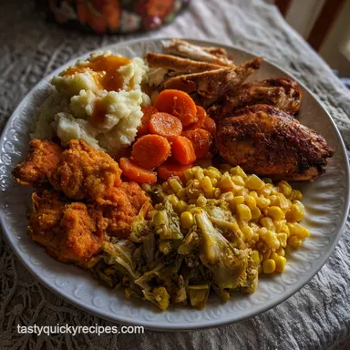 Thanksgiving Soul Food Plate Heartwarming Classic with Roasted Turkey Recipe Card
