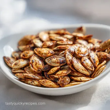 Spicy Pumpkin Seeds: A Crunchy Roasted Snack for 8 Servings Recipe Card