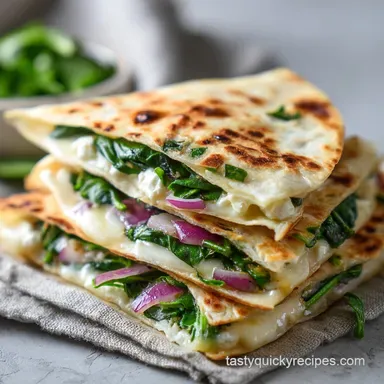 Mediterranean Quesadilla with Spinach and Feta in 15 Minutes Recipe Card