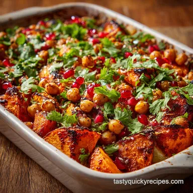 Veganuary Dinner Recipe with Sweet Potato and Chickpeas: Oven-Only Method Recipe Card